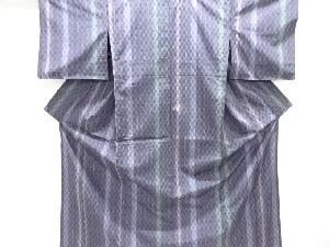 よろけ縞模様織り出し手織り紬単衣着物